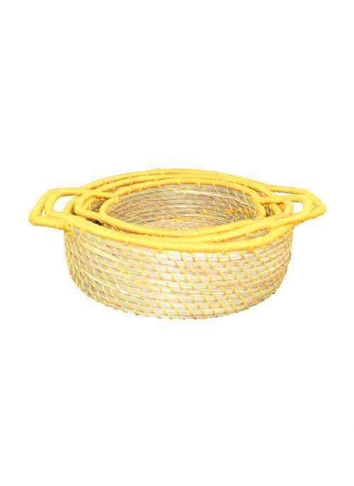 Sabai Grass Utility Basket Set of 3 - Yellow - A