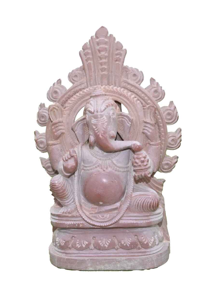 Pink Stone Ganesh with Back Side Design - 1