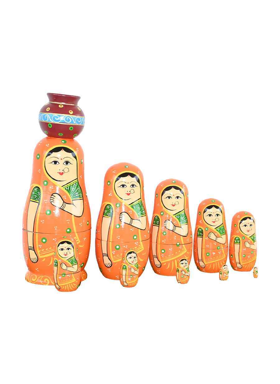 Rajasthani Wooden Doll - Set of 10 Piece
