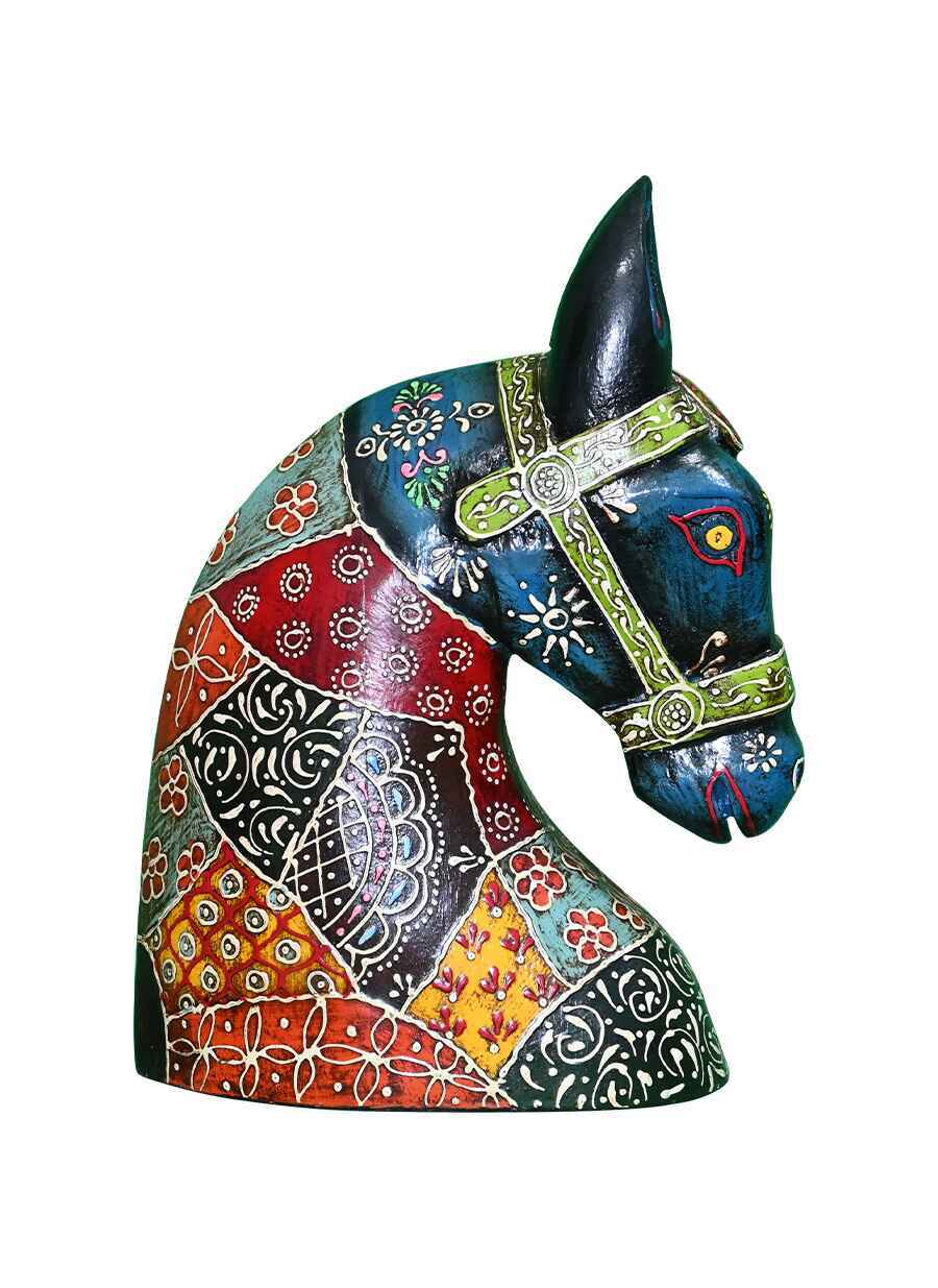 Wooden Hand Painted Horse Head Table Top - 1