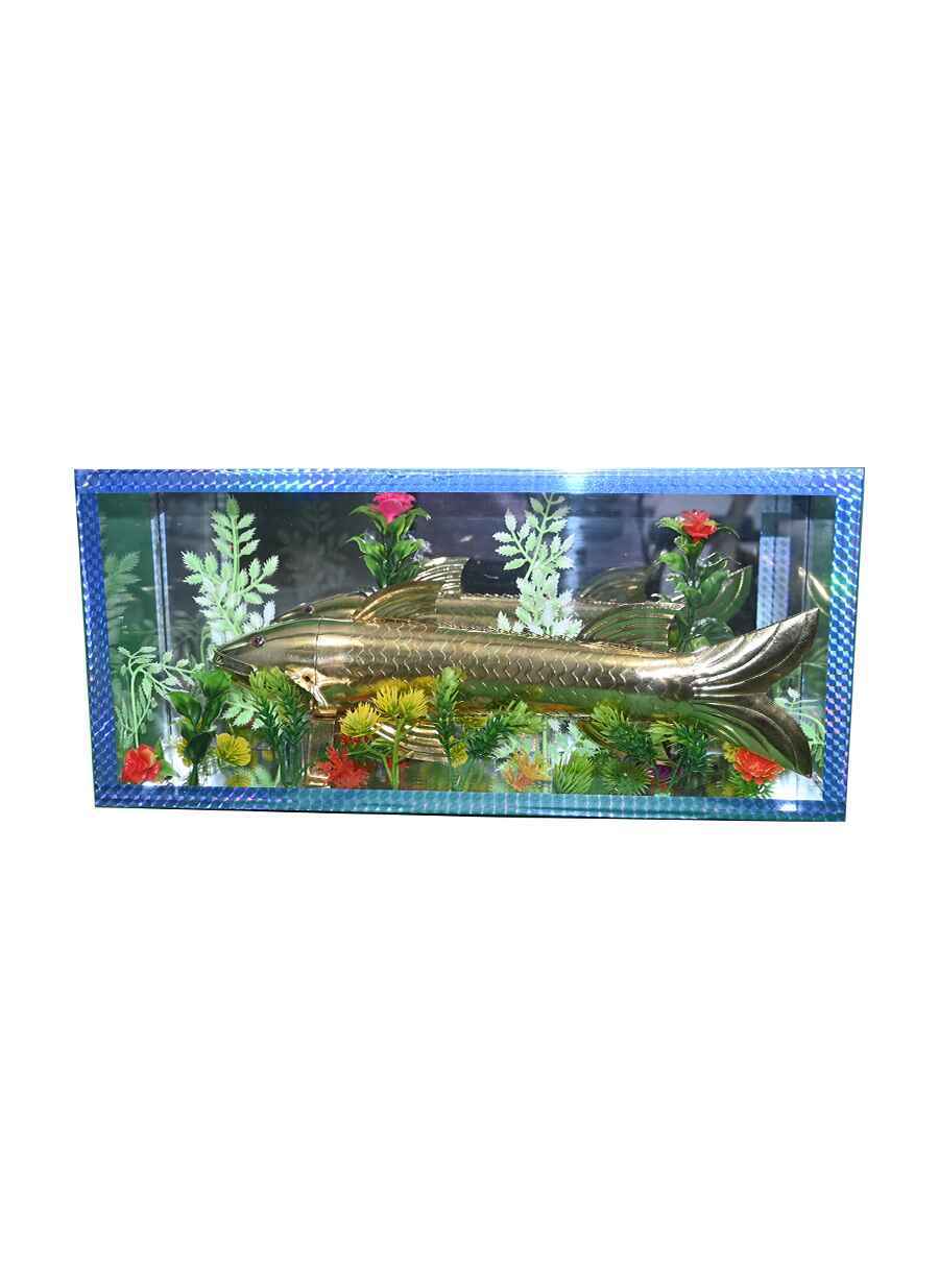 Brass Decorative Piece of Fish Covered With Glass - 1