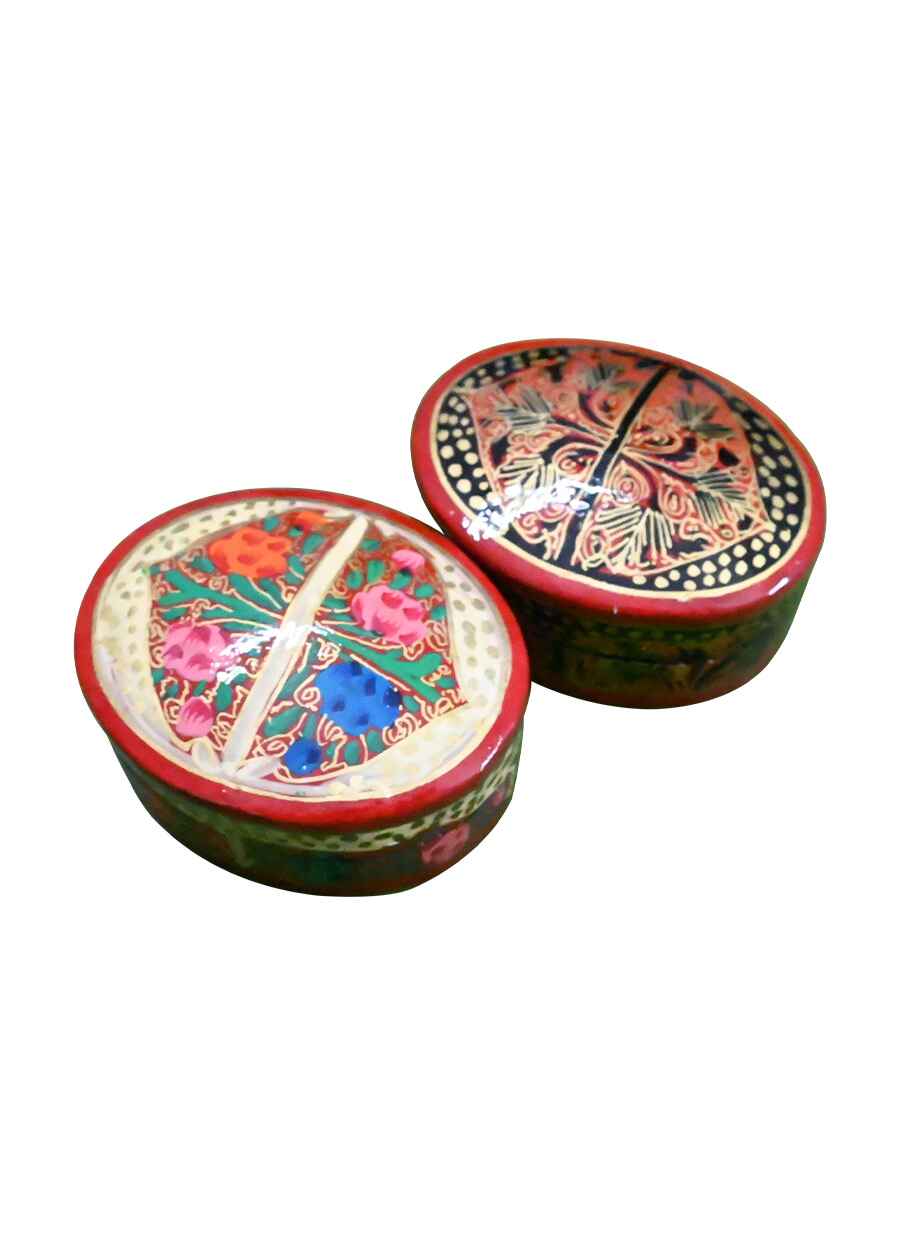 Paper Mache Pill Box Set of - 2 - A