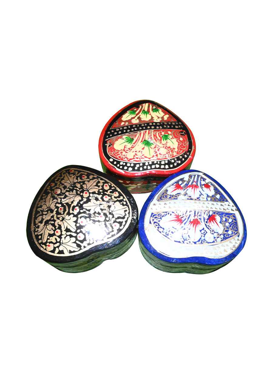 Paper Mache Pill Box Set of - 3 - A