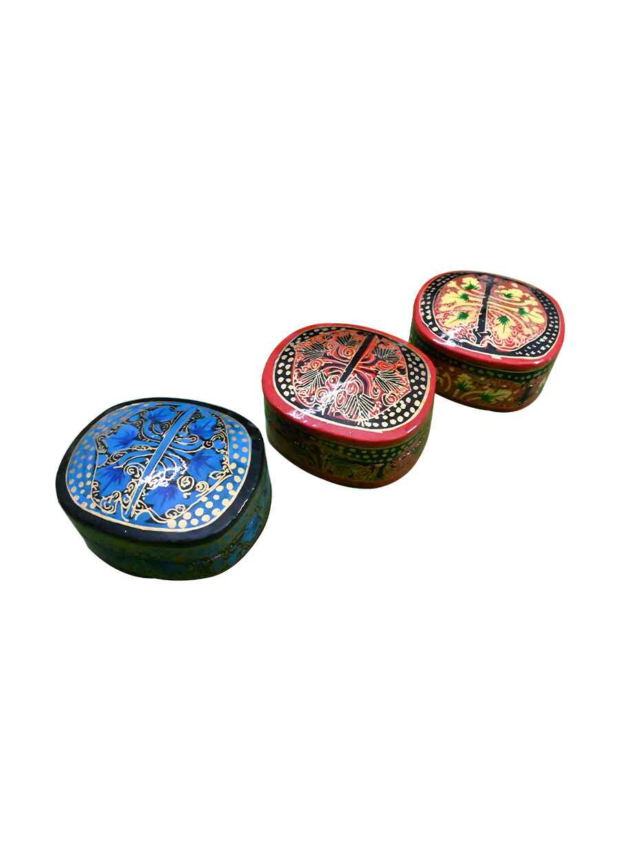 Paper Mache Pill Box Set of - 3