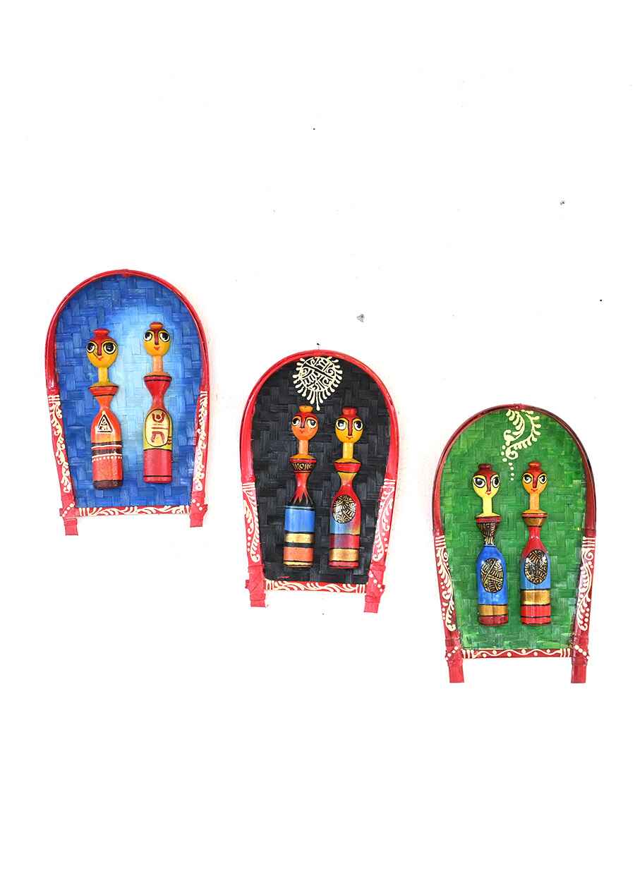 Wooden Art Bamboo Rice Try (Kulo) Wall Hanging Set - 1