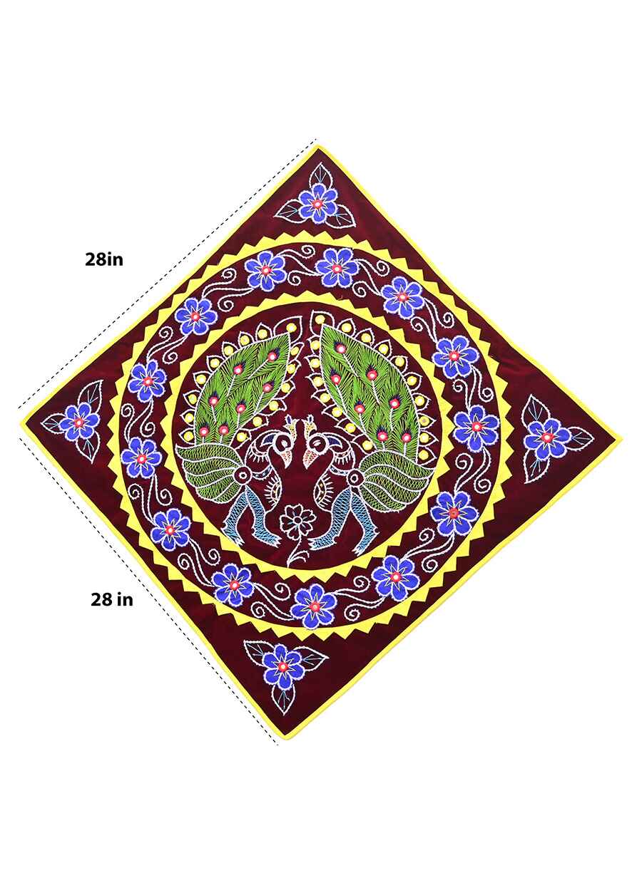 Peacock Applique Work (Candua) without frame Wall Hanging - 2