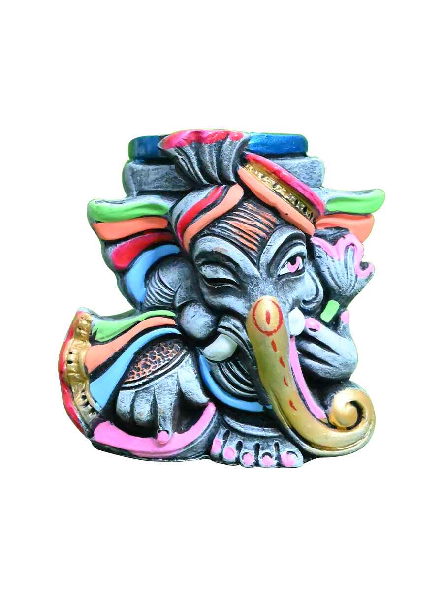 Terracotta Ganesh Face Pen Stand - 6
