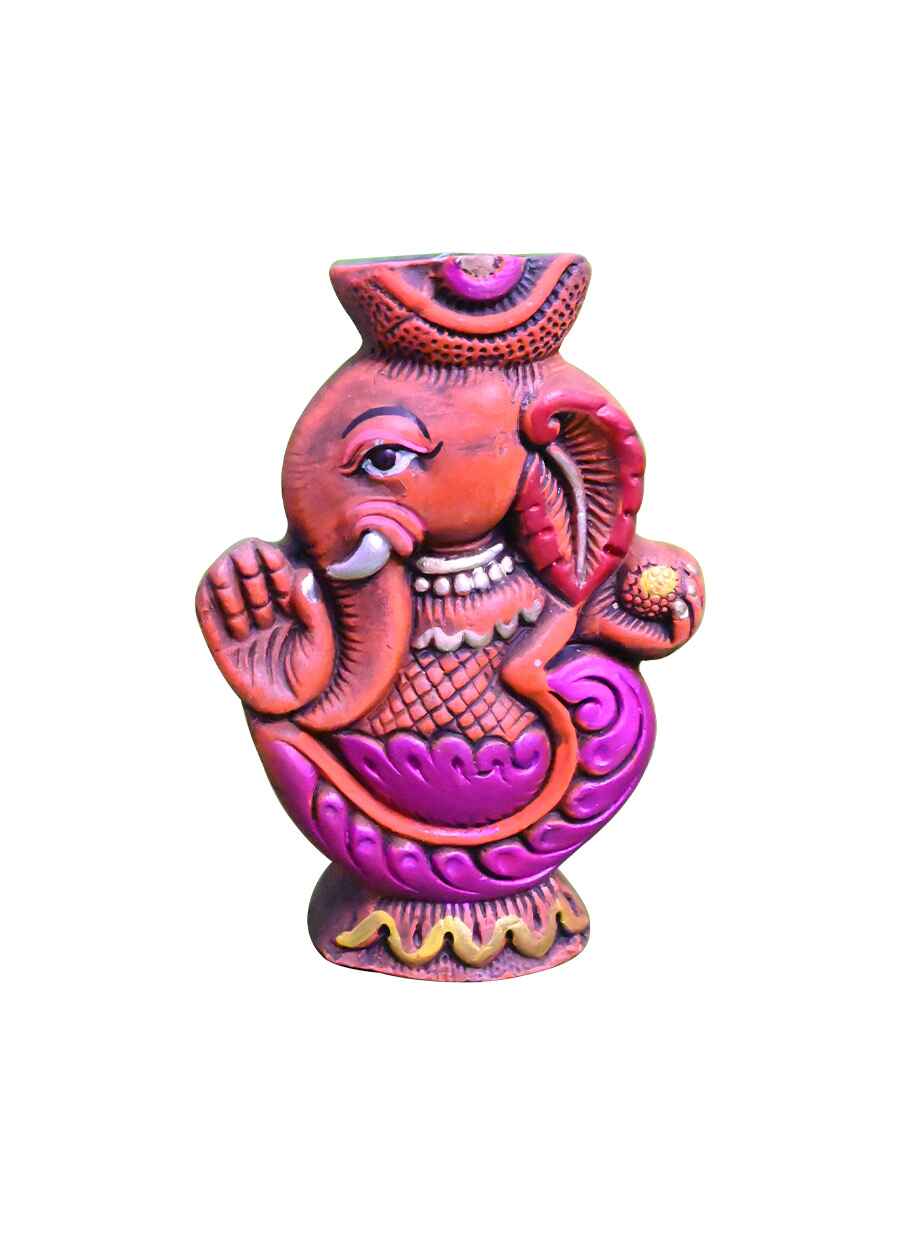 Terracotta Ganesh Face Pen Stand - 1
