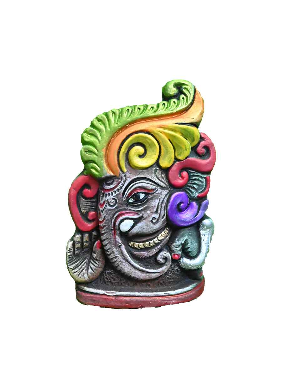Terakota Ganesh Face Flower Vase - 1