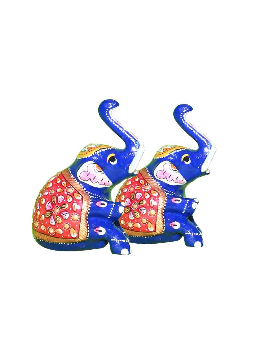 Metal Meenakari Sitting Elephent Set - 2