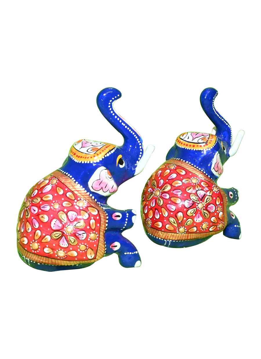 Metal Meenakari Sitting Elephent Set - 1