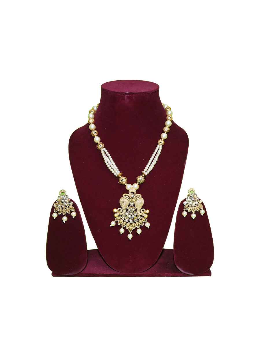 Rajwadi Jaipuri Necklace Wih Earring - 4