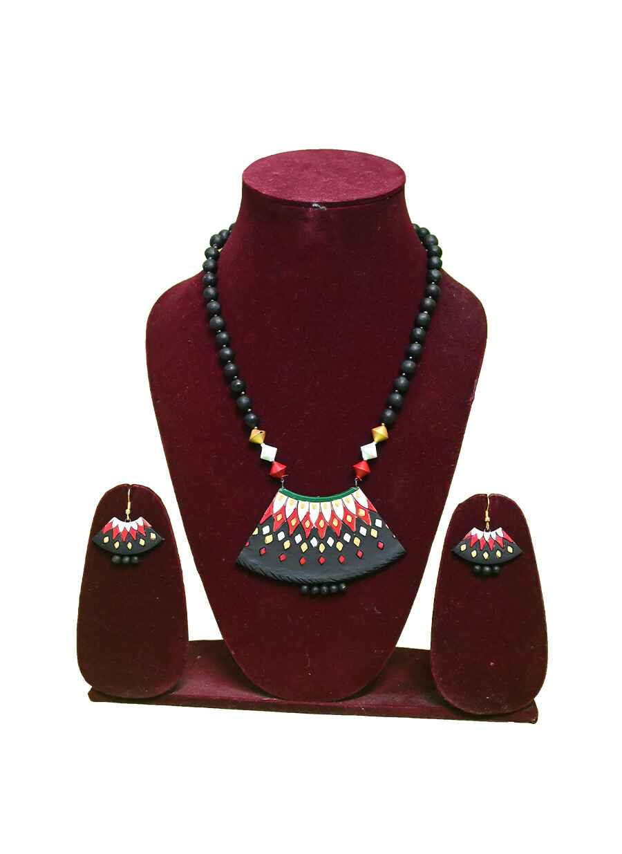 Party Wear Tribal Design Teracotta Necklace - 5