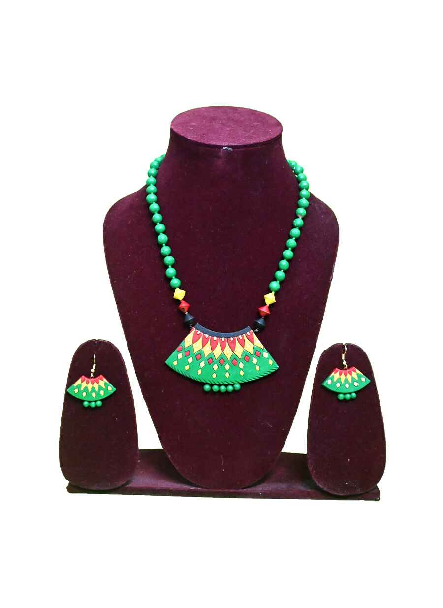 Party Wear Tribal Design Teracotta Necklace - 4