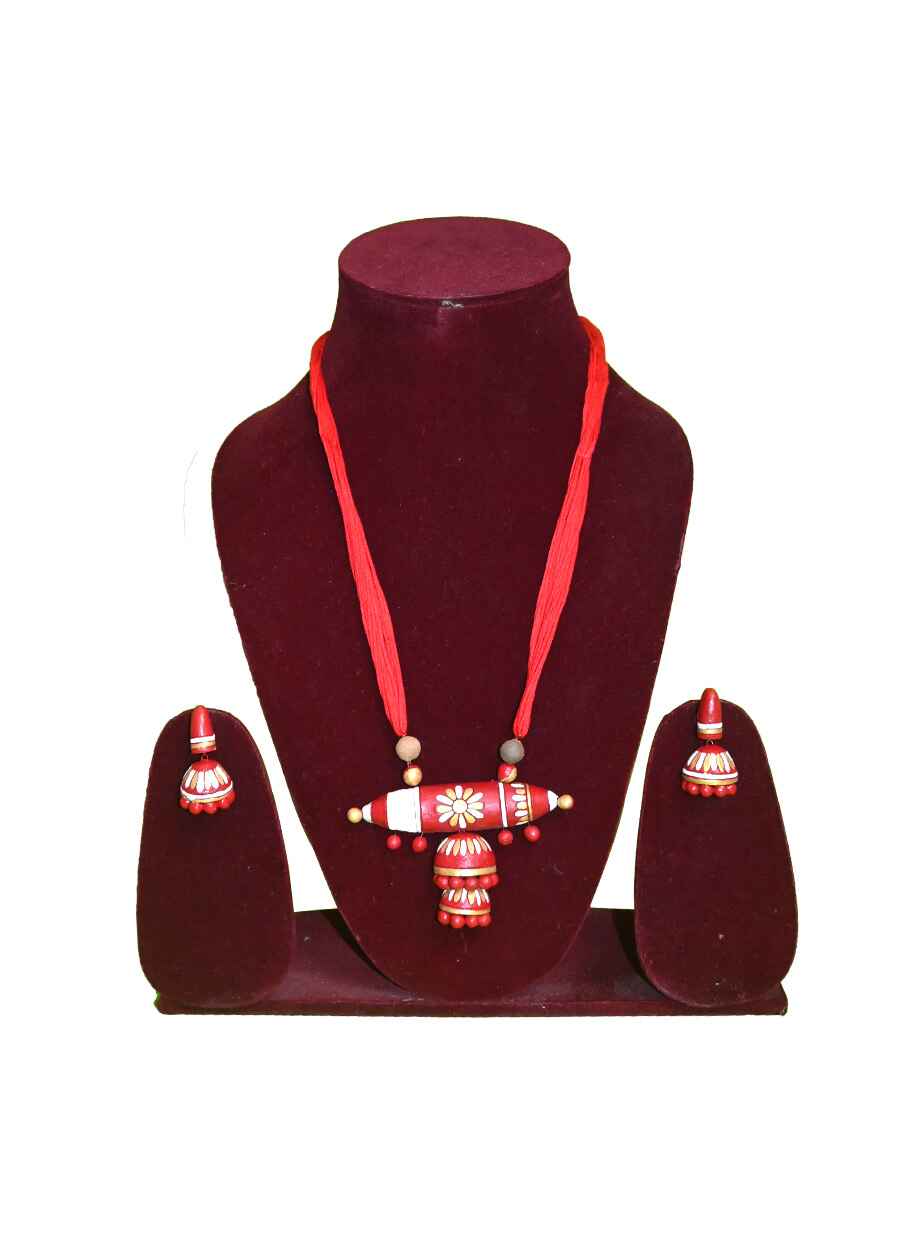 Party Wear Tribal Design Teracotta Necklace - 2