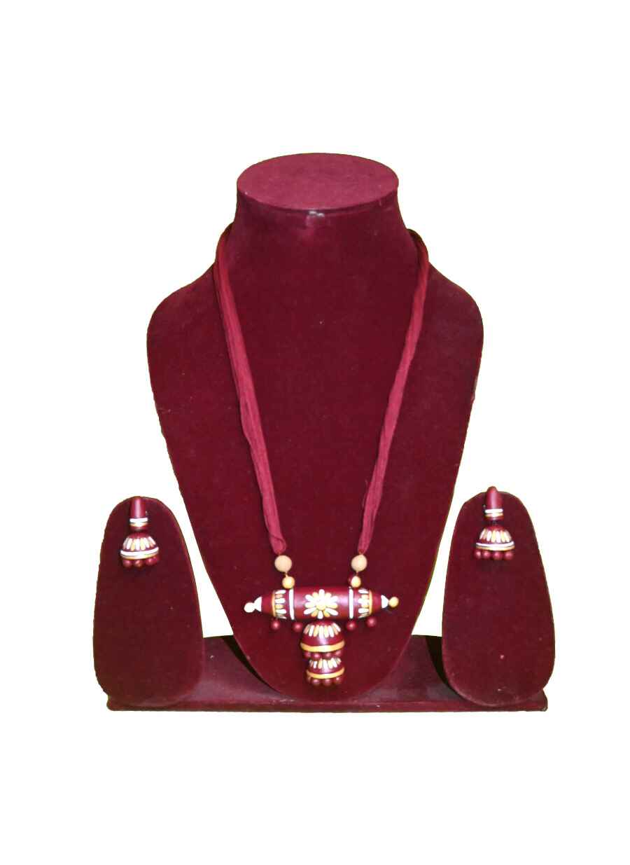 Party Wear Tribal Design Teracotta Necklace - 1