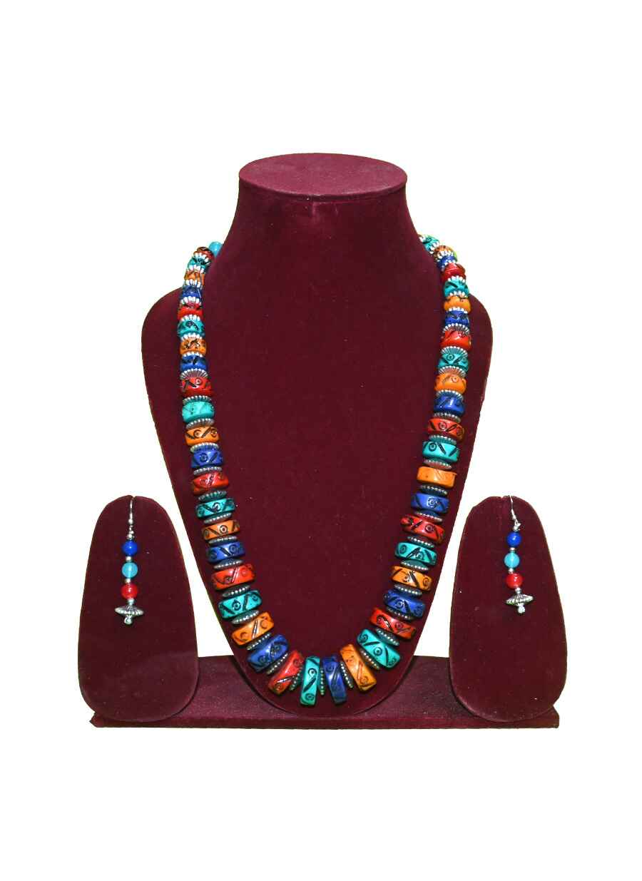 Chemical Beaded Tribal Look Necklace - 1