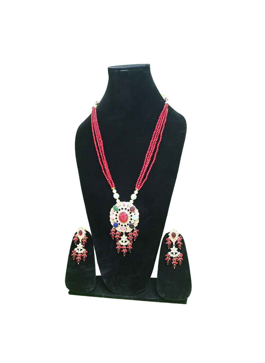 Crystal With Kundan Jaipuri NeckLace - 10