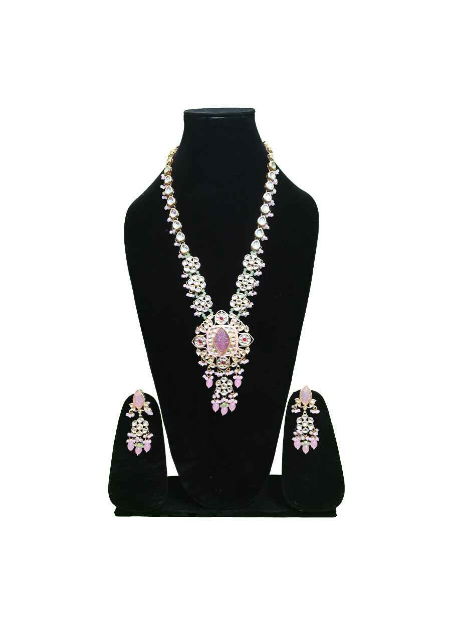 Crystal With Kundan Jaipuri NeckLace - 8