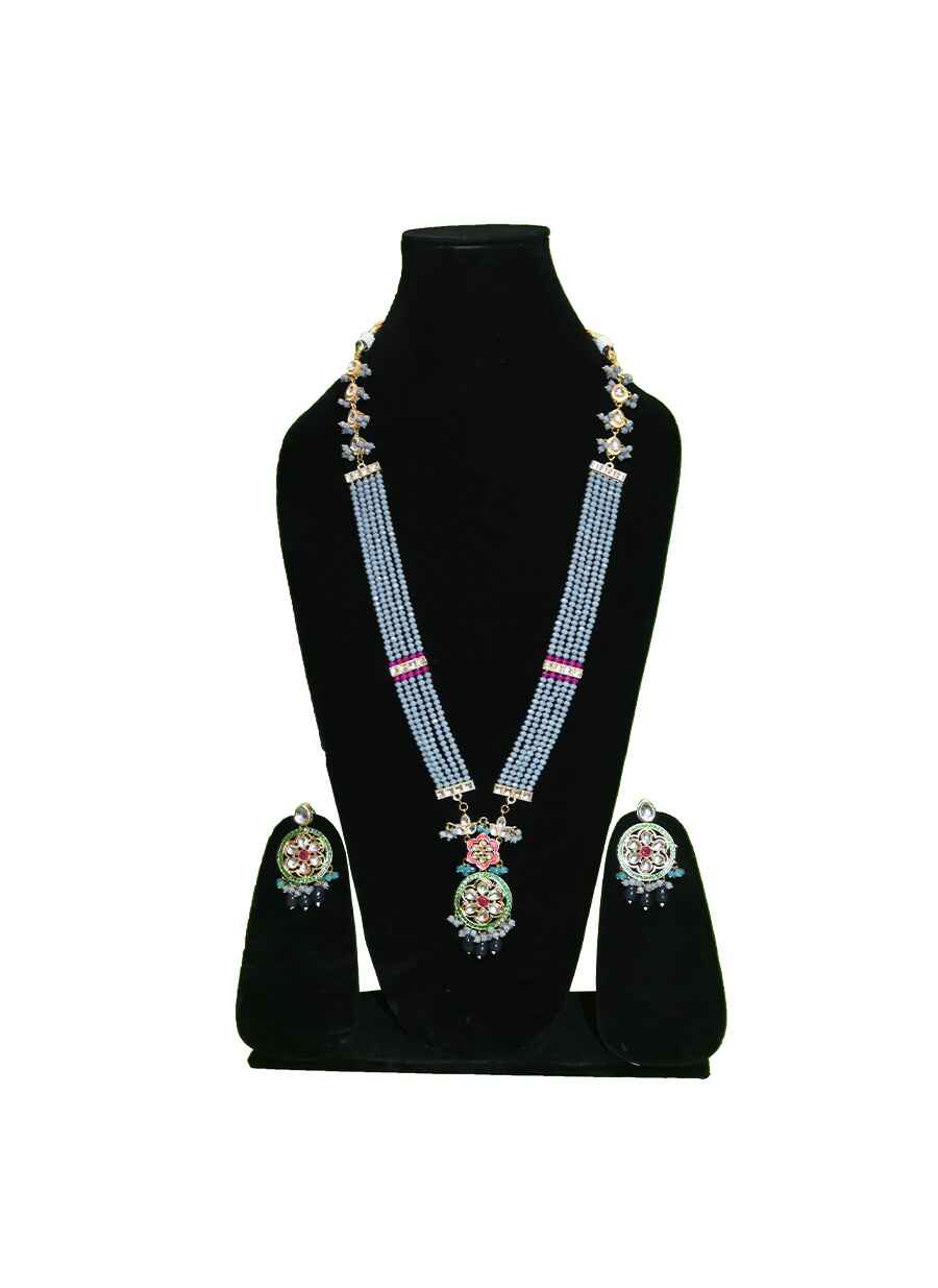 Crystal With Kundan Jaipuri NeckLace - 4