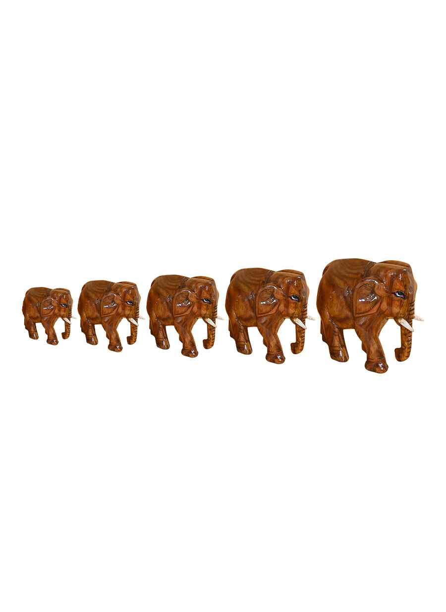 Wooden Elephant Set of 5 (6 Inch to 3 Inch)