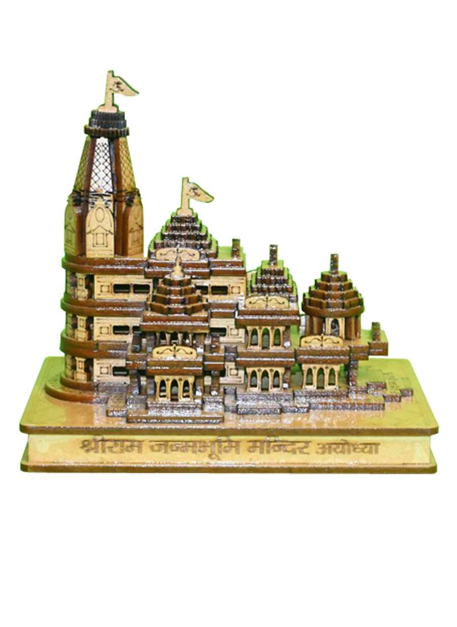 3D Wooden Ram Mandir Small without Light - 1