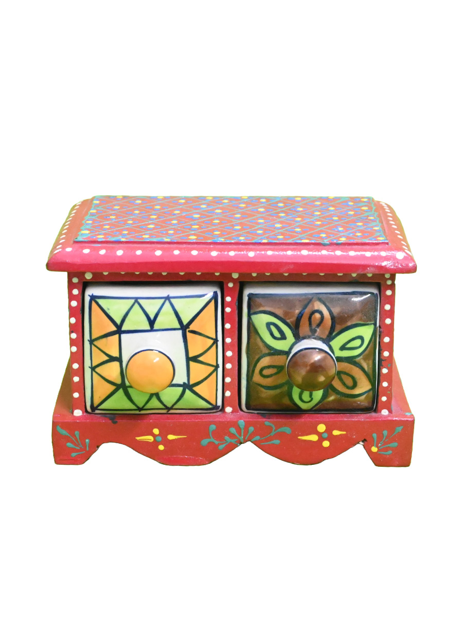 Wooden Home Decore Double Box (Type-3) - Weight - 300 GM