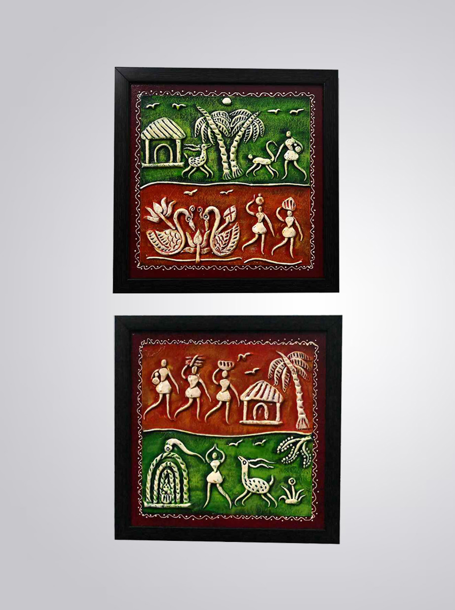 Tribal design wall hanging photo frame Set of-2 - A