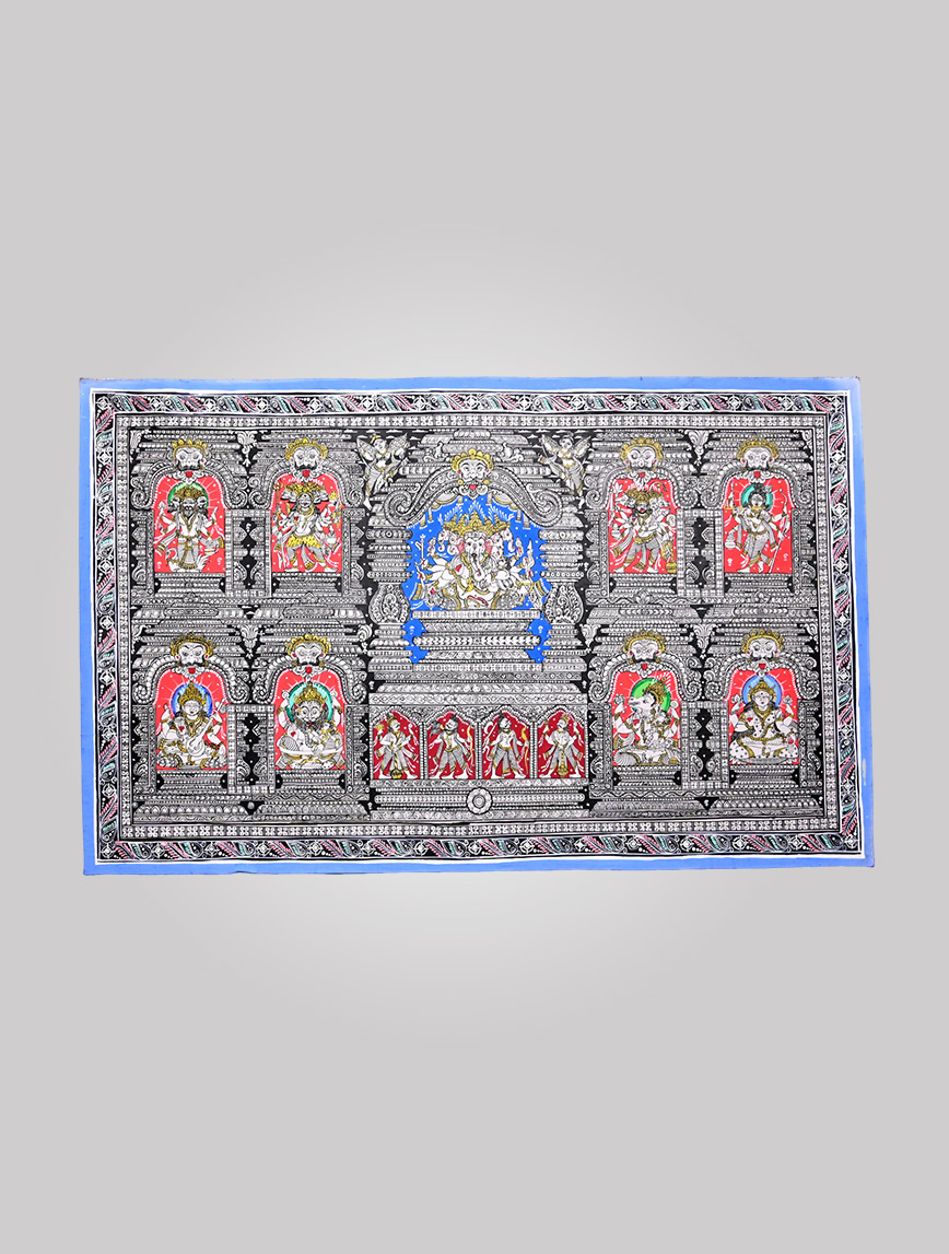 Pancha Mukhi Ganesh temple with side deities. Without frame - 1