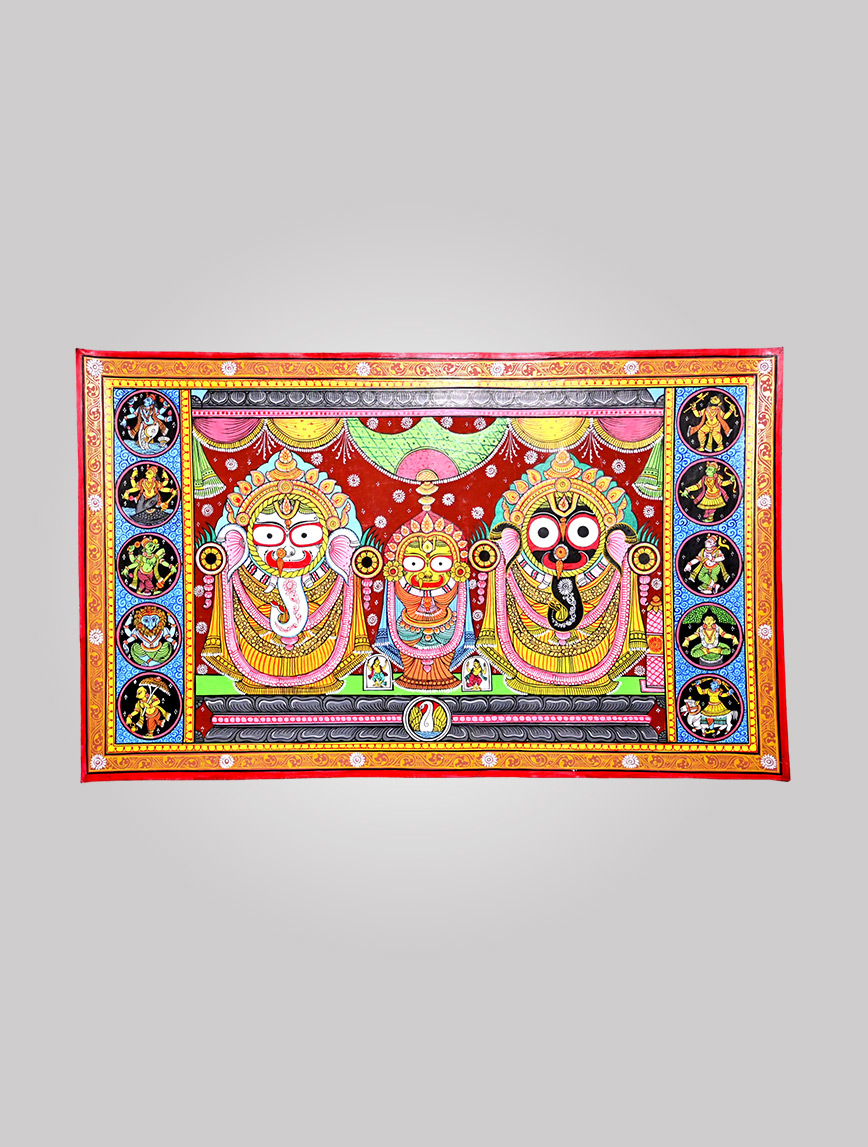 Lord Jagannath- Gajanan or Hati Besha  (Elephant Costumes) of Lord Jagannath with Das Avatar of Lord Krishna (Ten incarnations)  - Divine Patachitra